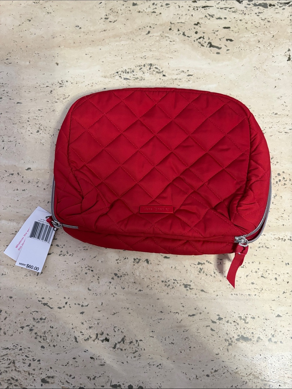 Vera Bradley Lay Flat Cosmetic Performance Twill Cardinal Red